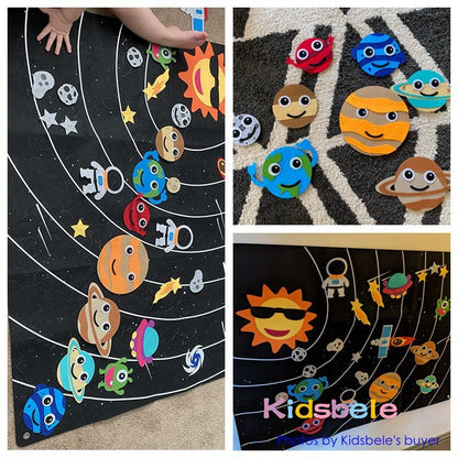 Craftstory Outer Space Felt Board for Toddlers Solar System Kids Flannel Board Astronaut Planet Storytelling Interactive Playset