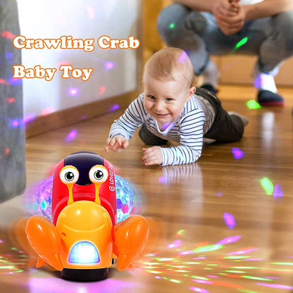 Crawling Crab toy Infant Tummy Time Early Learning Educational Toys Babies Sensory Induction with Light Up Music Toys for Kids