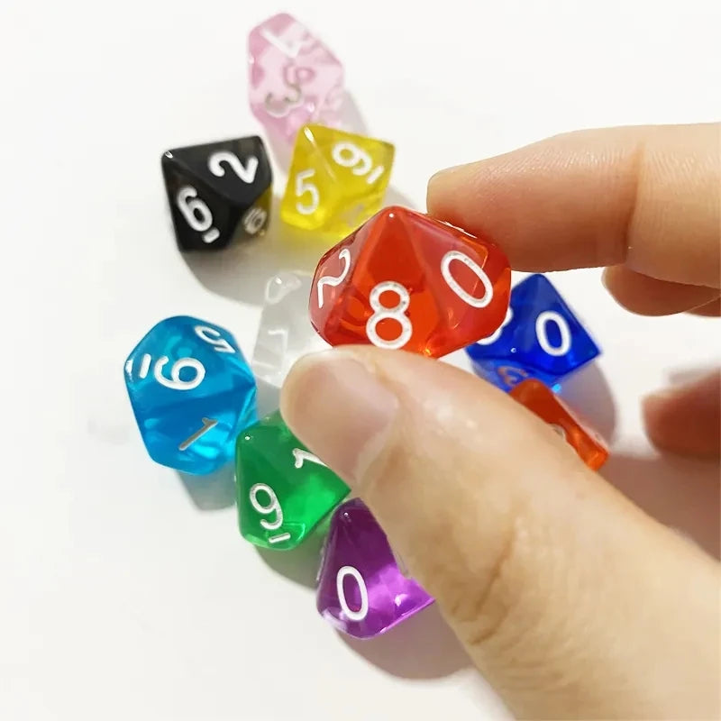 7 piezas de dados de cristal transparente de material acrílico de varios colores, accesorios de equipo de juego opcionales para juegos en casa, reuniones de bar