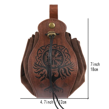 Leather Dice Bag Tray Design Viking Style Vintage Medieval Drawstring Pouch For D&D Role Playing RPG Game Gift Coin Purse