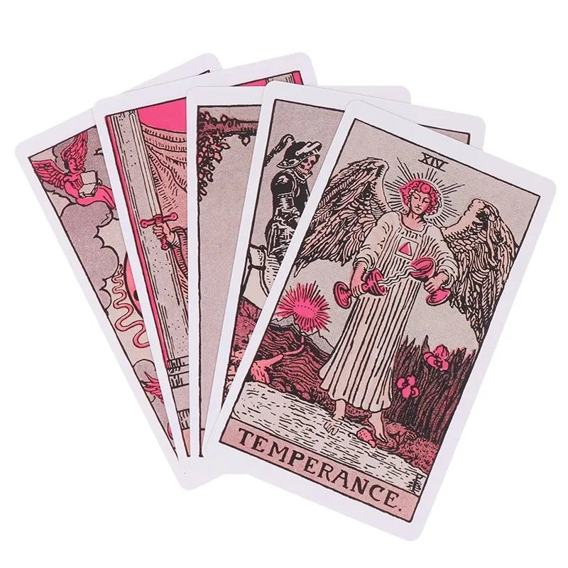 Jeu de cartes de tarot Pink Rider Waite pour débutants Jeu de divination de prophétie Jeu de société de fête familiale Jeu de divination de cartes de destin