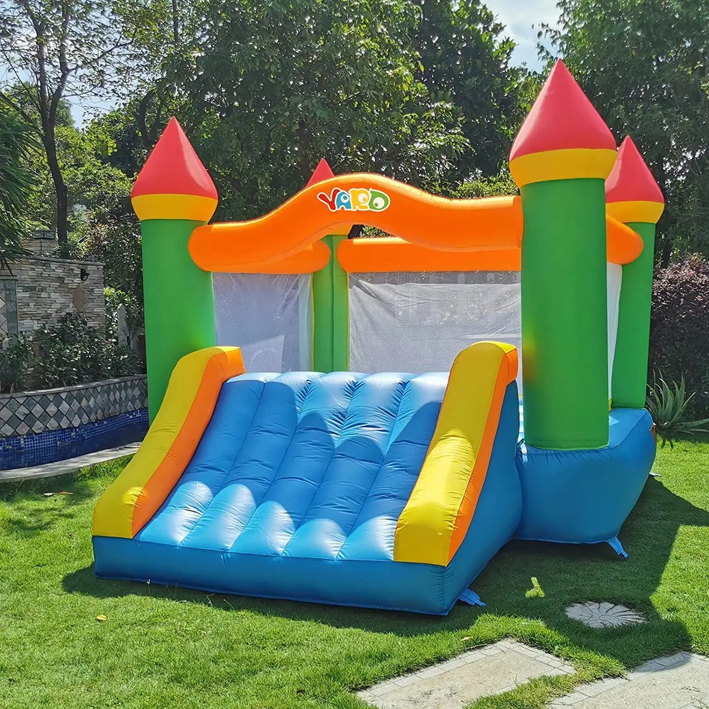 Castillo inflable para saltar con tobogán para exteriores, patio trasero, interior, 3,6 x 2,7 x 2,4 m, castillo inflable para niños