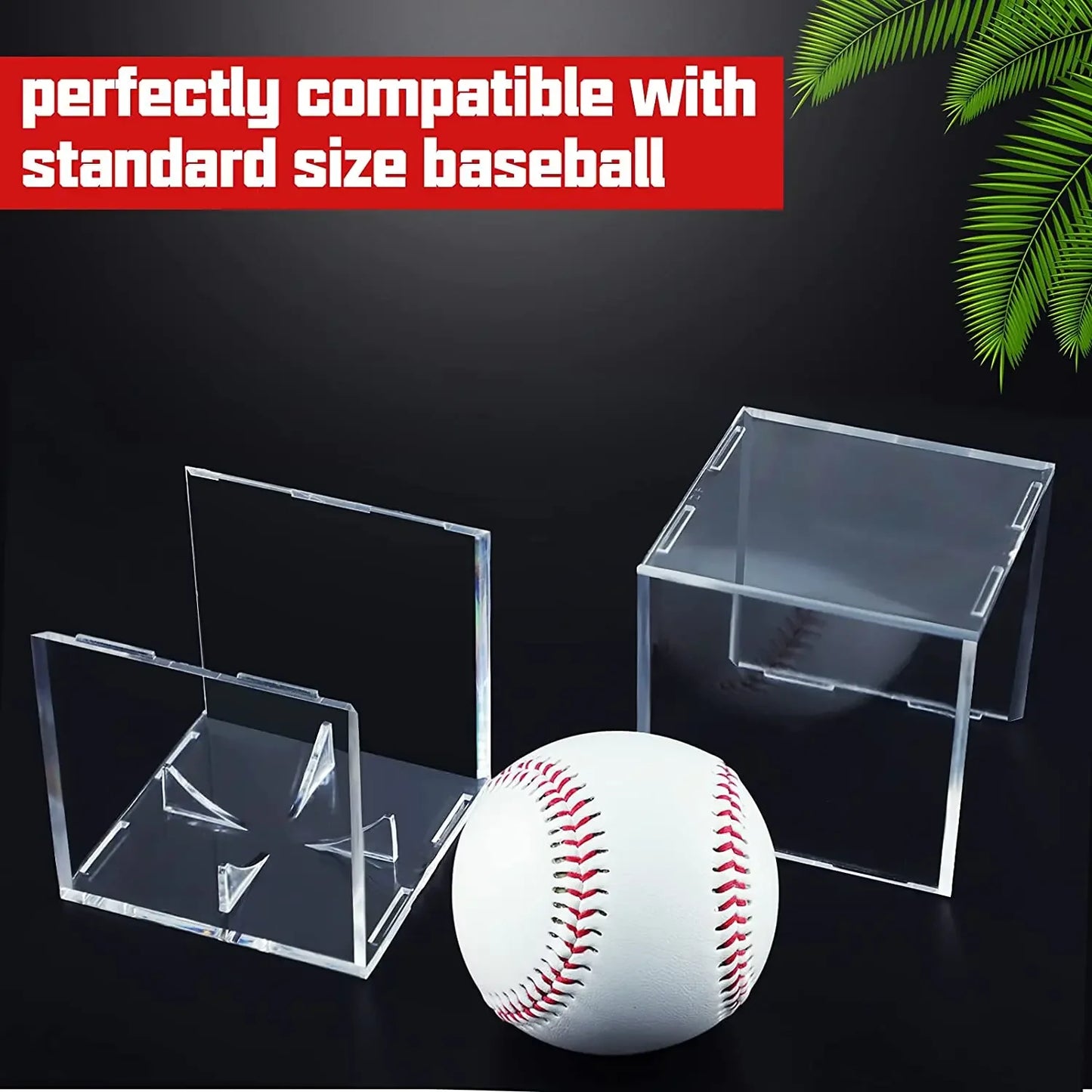 Caja de béisbol acrílica n.° 9 80*80*80 que muestra pelotas de tenis y golf transparente, caja de almacenamiento con protección UV contra el polvo