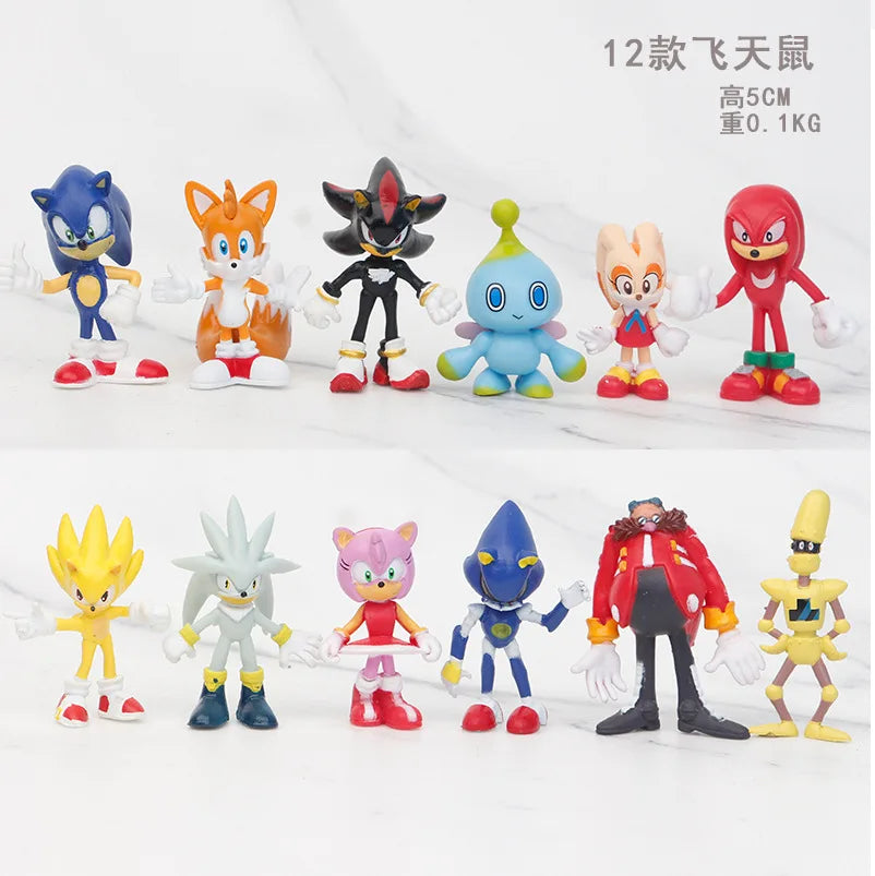 Lot de 12 figurines en vinyle de Super le hérisson