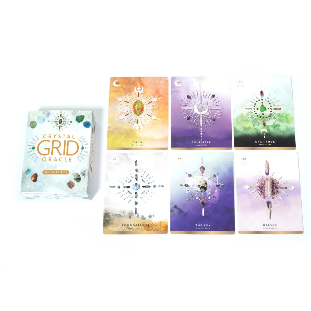 Jeu de cartes Crystal Grid Oracle Deluxe Edition par Nicola McIntosh Tarot 72 cartes Crystal Kingdom Energy