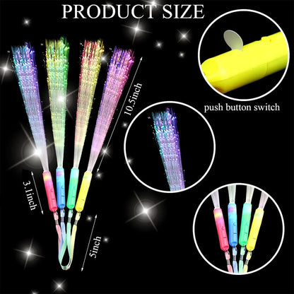 Lot de 12 bracelets LED et 12 baguettes lumineuses en fibre optique, bâtons lumineux LED clignotants colorés, baguettes lumineuses LED pour fête de mariage