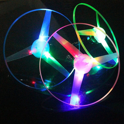 Disque volant à éclairage LED, hélice, hélicoptère, jouets, soucoupes volantes à ficelle, OVNI, toupie, jouets d'extérieur pour enfants, jeu amusant, sport