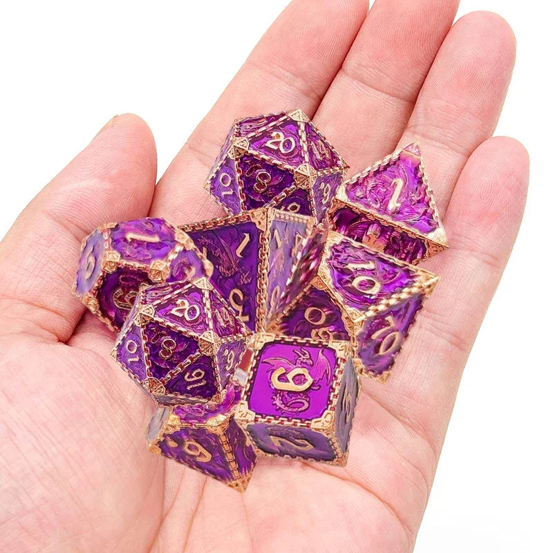 Nouveaux dés polyédriques en métal ForDND Dice D&amp;D pour Dungeon and Dragon MTG RPG Roll Playing Game D20 D12 D10 D% D8 D6 D4 D+D Dice Set