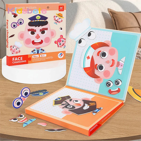 Face Changing Puzzle Game Folding Magnetic Puzzle Book Toy Montessori Book Busy Books for Kids