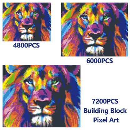 Mosaic Puzzle Home Decoration DIY Toy Building Block Wall Art Painting Lion Pixel Art Ideas Pop Wall Decoration Surprise Gifts