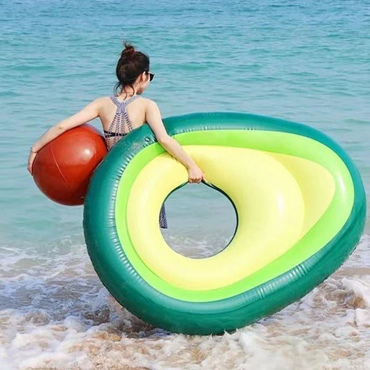 Inflatable avocado floating row PVC beach ball adult water floating row avocado floating bed inflatable toys