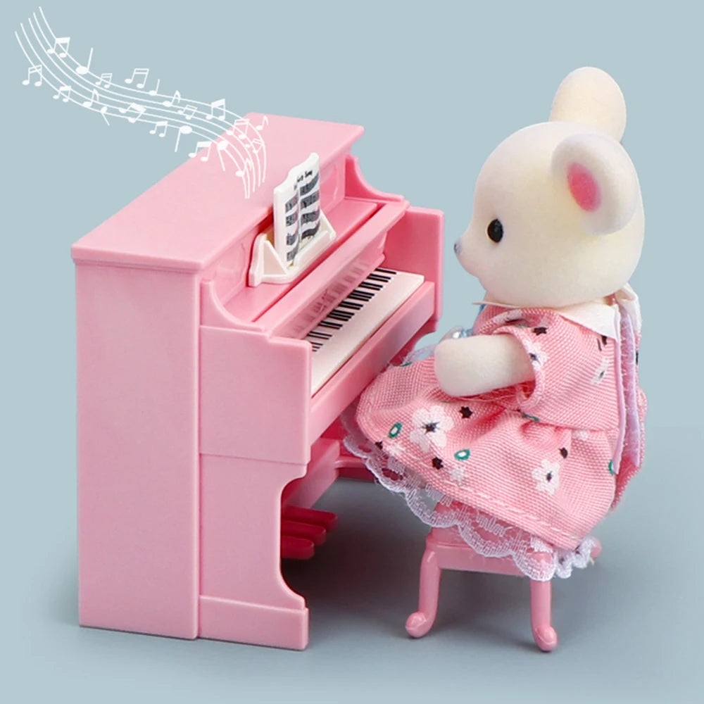 1:12 Maison de poupée Koala Miniature Meubles Simulation Musique Piano Électrique Décoration Micro Modèle Fille Playhouse Cadeau D'anniversaire Jouet