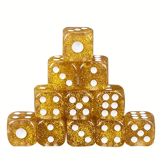 Juego de 20 dados de cebolla dorados de 16 mm con puntos de inflamación dorados, tamiz de color, dados creativos KTV, perfectos para fiestas y juegos en casa