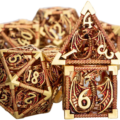 Dados de metal de dragón hueco Juego de dados DND Juego de rol D&amp;D Dados de mazmorra poliédricos Dados de dragón Juego de rol grande D20 D12 D10 D8 D6 D4