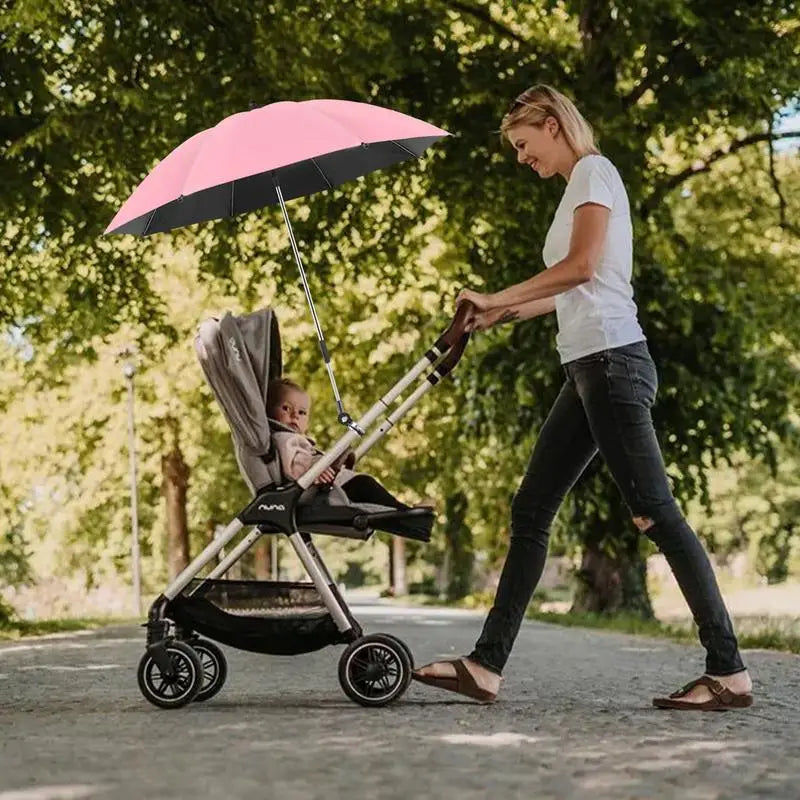 Parasol de poussette portable pour bébé, parapluie universel étanche avec pince réglable à 360 degrés pour chariot, vélo, fauteuil roulant