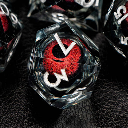 D and D Liquid Flow Core Eye Resin Dice Set | Dnd Dungeon and Dragon Pathfinder Role Playing Game Dice | D20 D&D Red Black Dice