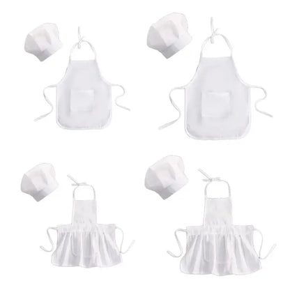 Cute Baby Chef Apron and Hat Infant Kids White Cook Costume Photography Prop Newborn Hat Apron