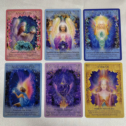 Baraja de oráculo de ángeles en español, hermosa versión de 44+1 cartas, adivinación, runas del tarot y significado