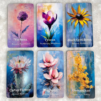 Cartes Oracle Blossoms Of Wisdom, Cartes de Tarot Fleurs, Trouvez l'équilibre, 56 cartes avec guide PDF, Magnifique jeu Oracle, 12x7cm