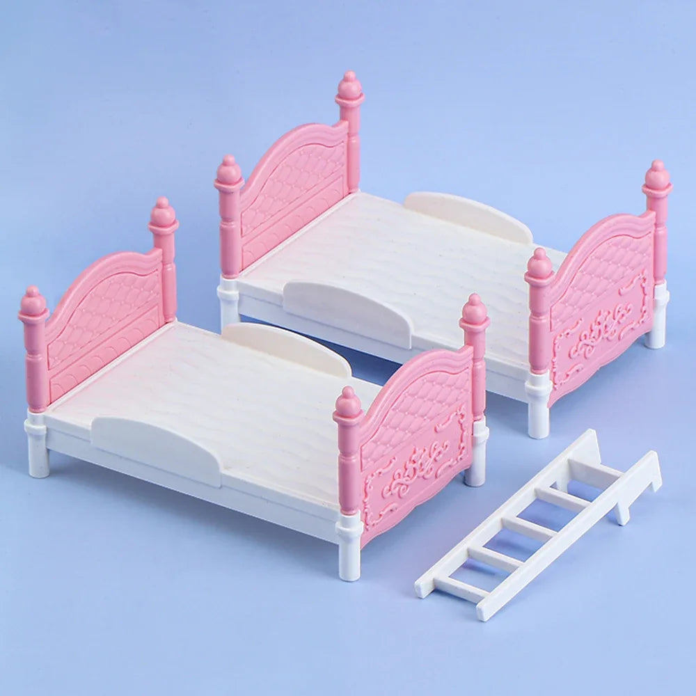 Koala 1/12 Dollhouse Bunk Beds Miniature Bedroom Furniture Ornament Mini Double Bed Dollhouse Create A Miniature Dream Bedroom