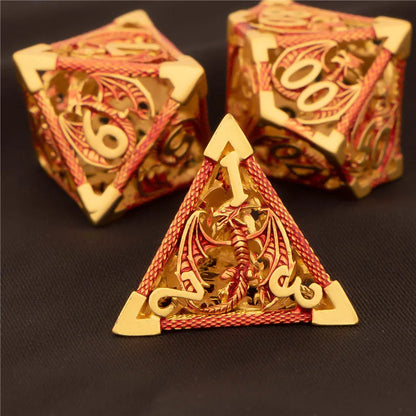 OUKELANWO DND Metal Hollow Dice Set D&amp;D, dés de jeu de rôle polyédriques, dés de donjon et de dragon D et D D20 D12 D10 D8 D6 D4