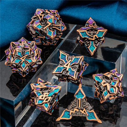 OUKELANWO DND Metal Dice Set D&amp;D, dés de jeu de rôle polyédriques Dungeon et Dragon, dés de jeu RPG D et D D20 D12 D10 D8 D6 D4