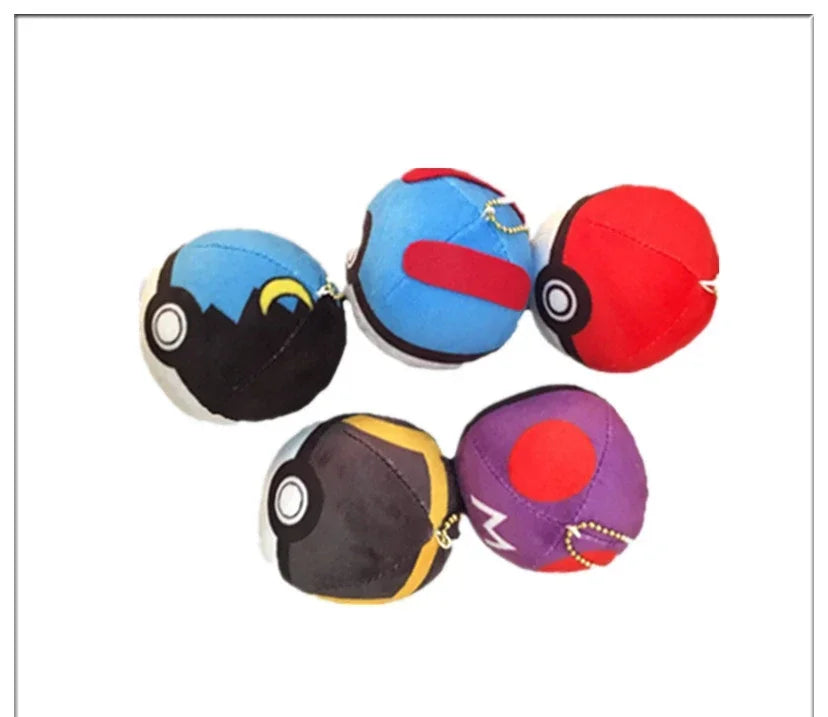 Lot de 10 Pokeballs en peluche pour animaux, 8 cm, jouet en peluche, pendentif, cadeau de Noël ou d'anniversaire