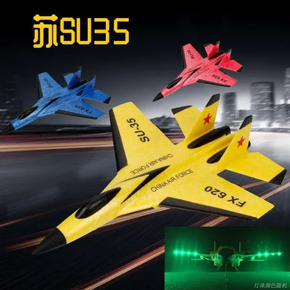 New Rc Plane Su-35 Led Lights Remote Control Flying Model Glider Aircraft 2.4g Fighter Hobby Airplane Epp Foam Toys Kids Gift