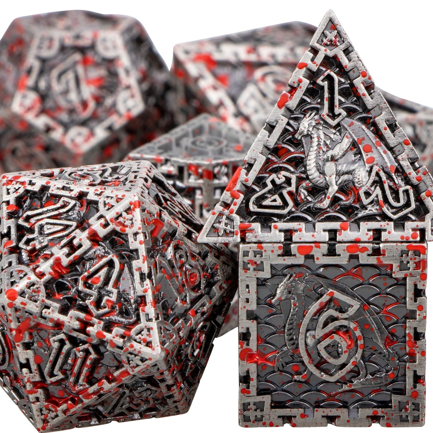 Juego de dados de metal DND Dados de mazmorras y dragones Dados D&amp;D Dados de rol de 6 caras Dados poliédricos RPG D20 D12 D10 D8 D6 D4