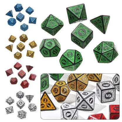 Juego de dados de 7 dados multicaras para juegos de rol, dados poliédricos D4 D6 D8 D10 D12 D20 para juegos de rol, accesorios DND