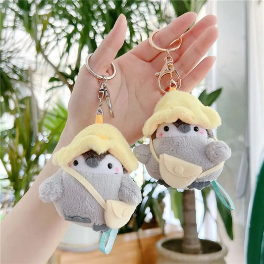 Cartoon Tourist Hat Penguin Keychain Cute Penguin Plush Key Ring For Girls Gifts Creative School Bag Keychain