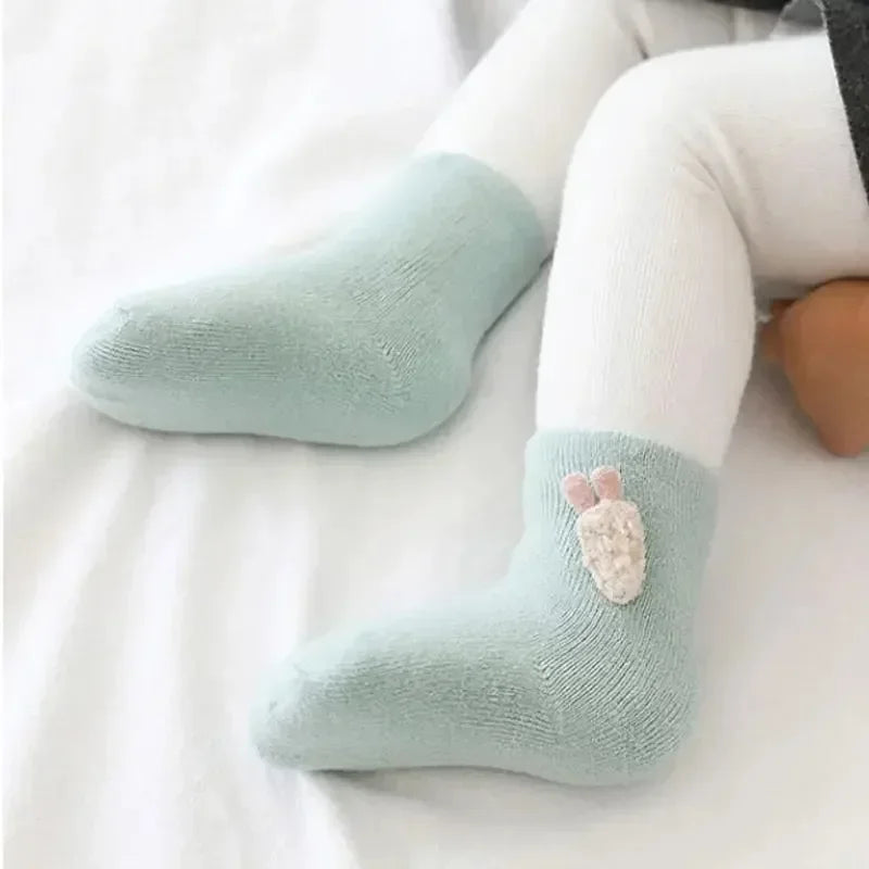 Chaussettes chaudes d'hiver pour bébé, mignonnes et douces, chaussettes pour nouveau-né, fille, lapin, bébé, garçon, chaussures pour tout-petits