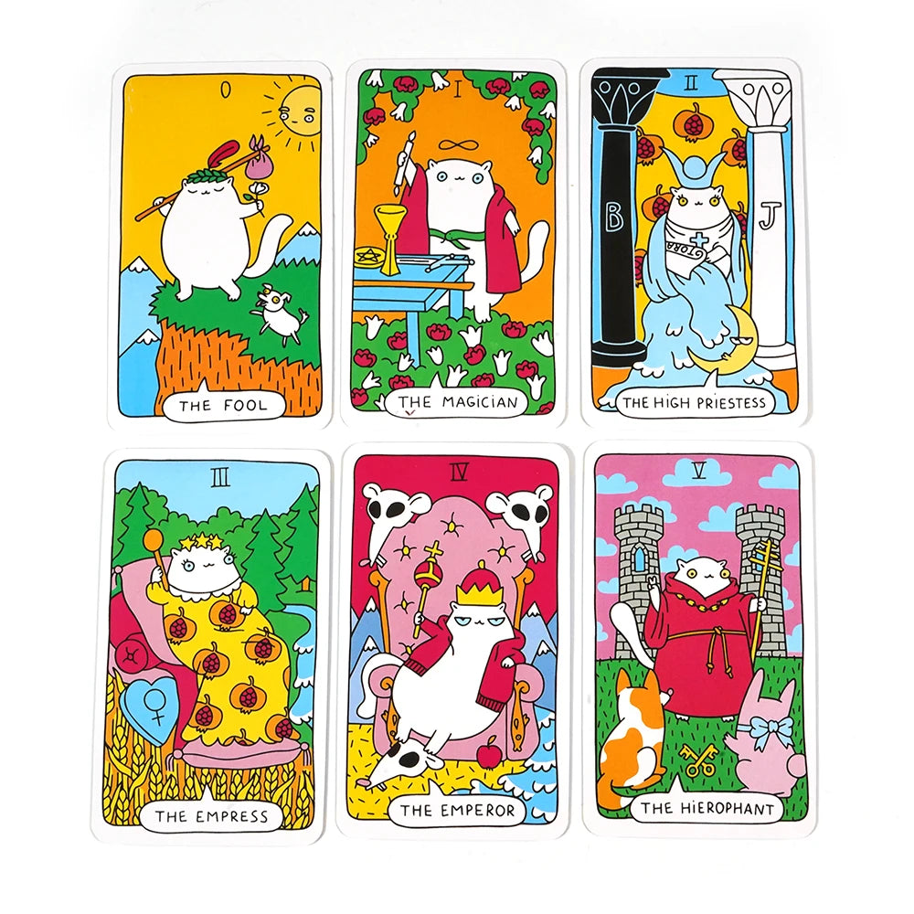 Cartes de tarot pour chat Wyspell Jeu de tarot pour chat de 78 cartes Cartes de tarot uniques pour les amoureux des chats et les passionnés de tarot Tarot mignon