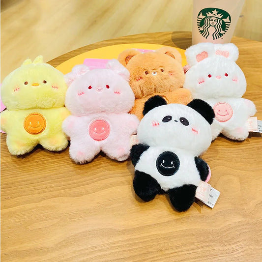 New Kawaii Plush Bunny Bear Toy Keychain Cute Stuffed Plush Keyring Rabbit Bear Doll Keychain Backpack Pendant Ornaments