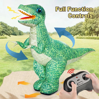 Jouet de dinosaure gonflable télécommandé 2,4 GHz pour enfants, jouet électrique réaliste avec rotation à 360 °, cadeaux d'anniversaire pour garçons