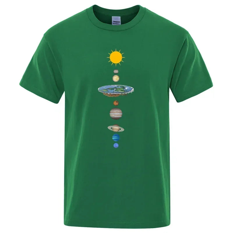 T-shirt à manches courtes pour homme, imprimé planètes du système solaire cosmique, décontracté, ample, surdimensionné, en coton, pour l'été