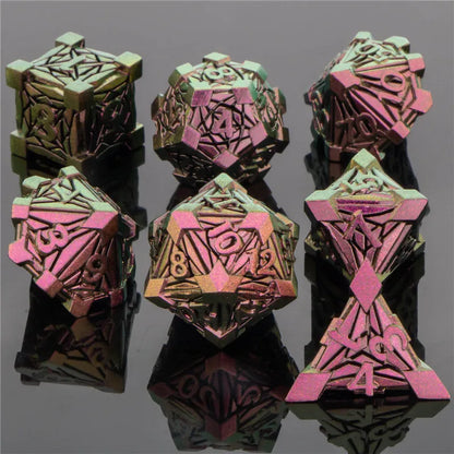 KERWELLSI DND Metal Dice Set D&D, Dungeon and Dragon Role Playing Dice, Crack Handmade RPG D and D Dice D20 D12 D10 D8 D6 D4