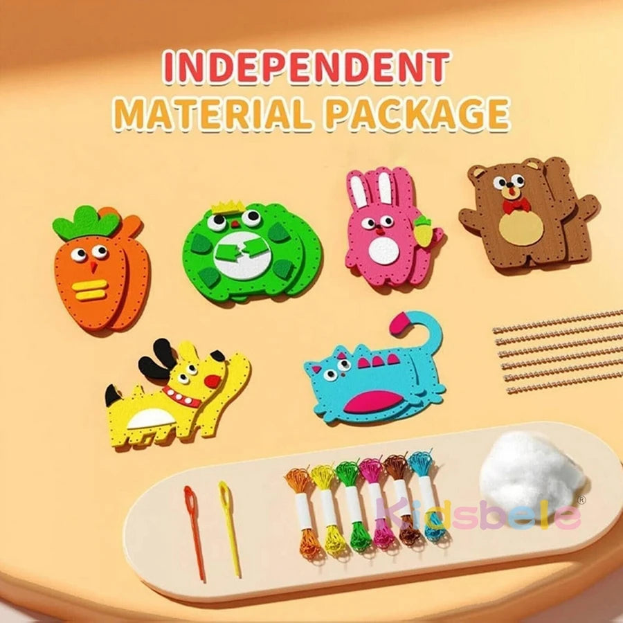 Children's Sewing Animals Craft Kit Forest Creatures Sewing Pretty Felt Animals Plush Educational Set for Kids Gift for Beginner