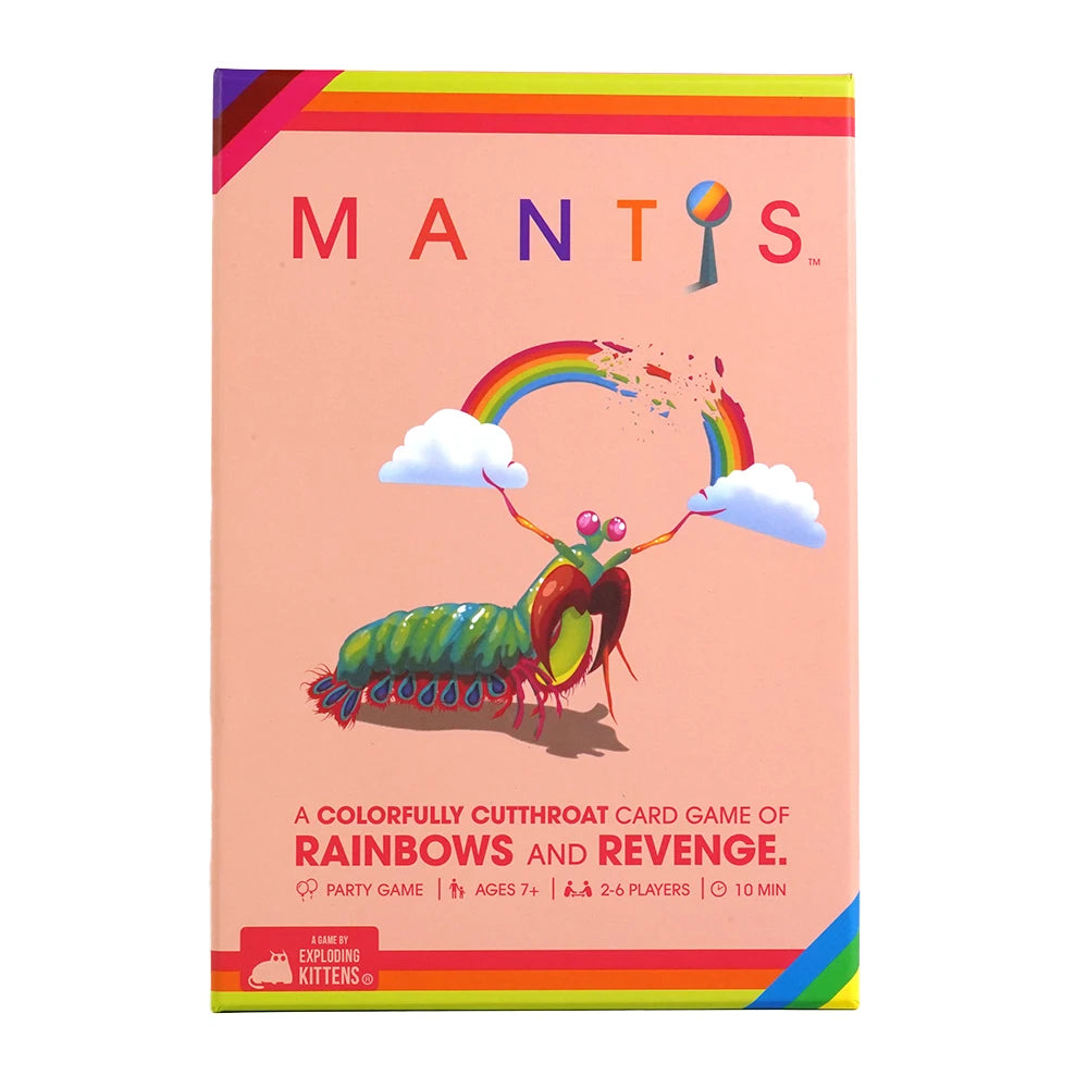 Jeux de cartes Mantis Exploding Kittens Jeux de famille amusants Soirée Jeux populaires pour enfants Coloré Cutthroat Of Rainbows And Revenge Board