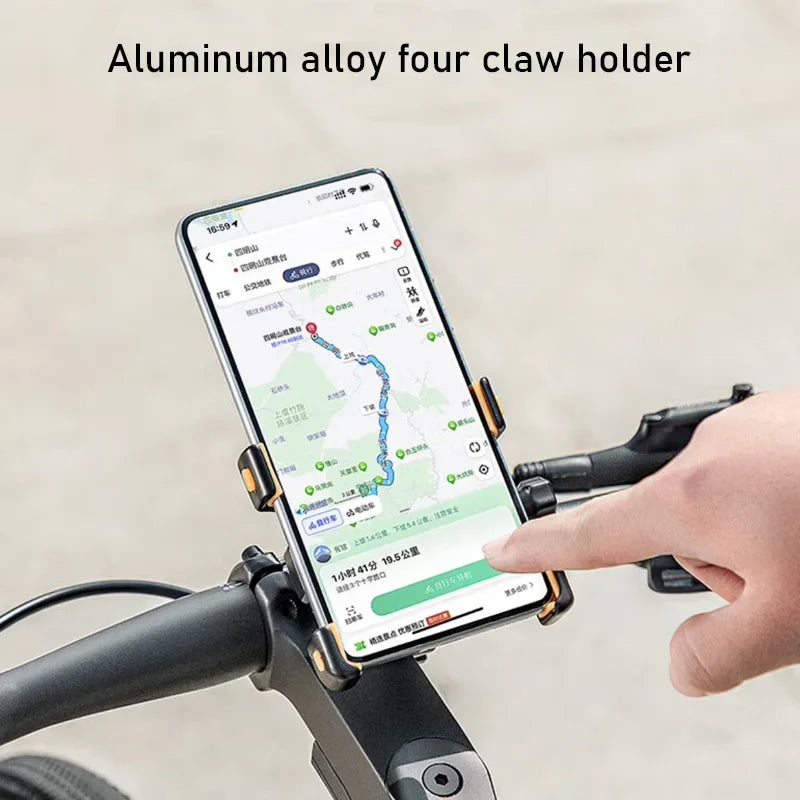 Non-slip MTB Phone Mount Stand For Bicycle Holder 360° Rotatable Aluminum Adjustable Clamping Bike Phone Stand Shock Absorption