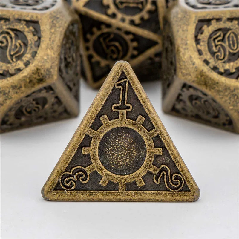 Juego de dados KERWELLSI DND D&amp;D, dados de metal poliédricos para juegos de rol de mazmorras y dragones, dados hechos a mano D20 D12 D10 D8 D6 D4