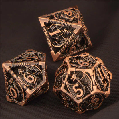 OUKELANWO DND Metal Hollow Dice Set D&amp;D, dés de jeu de rôle polyédriques, dés de donjon et de dragon D et D D20 D12 D10 D8 D6 D4