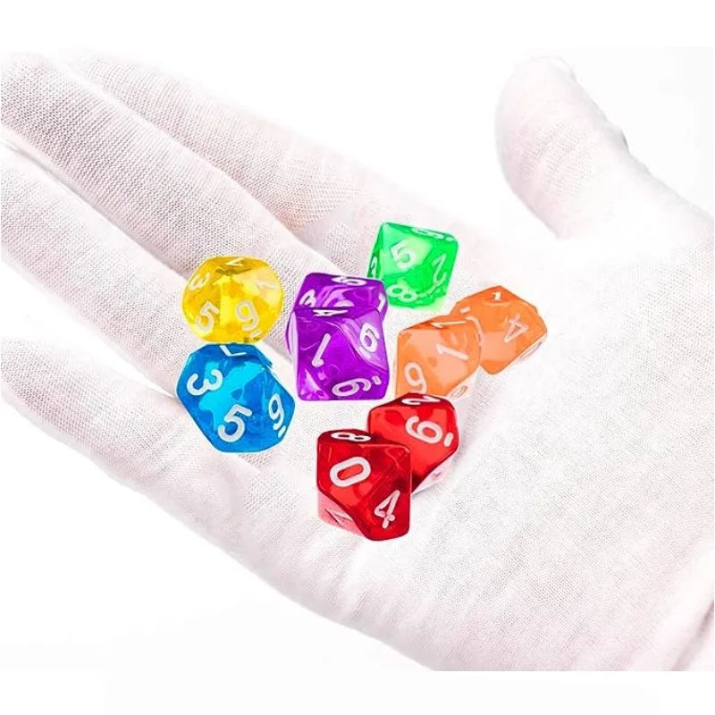 7 piezas de dados de cristal transparente de material acrílico de varios colores, accesorios de equipo de juego opcionales para juegos en casa, reuniones de bar