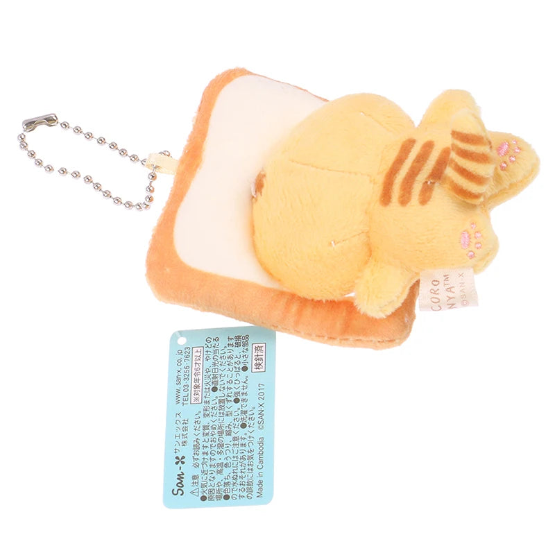 1 porte-clés japonais populaire mignon mignon pain jaune chat toast peluche pendentif porte-clés