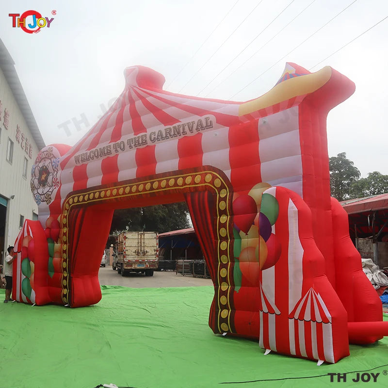 Arche de cirque gonflable personnalisée pour activités de plein air de 10 m avec porte d'entrée de parc d'attractions gonflable avec souffleur