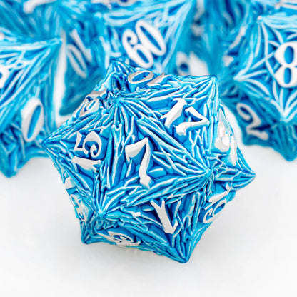 ORIFANTUO Blue Tree Root Dnd Metal Dice Set D&amp;D Polyédrique Dés pour D et D Dungeon et Dragon Pathfinder Jeu de Rôle Dés