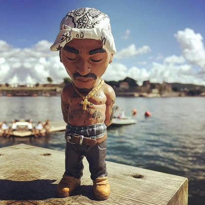 Figura de rapero de la estrella del rap de la costa oeste Tupac Snoop Dogg, modelo de colección de figuras de adorno geniales de juguete 2Pac de la estrella del hip hop original, regalo