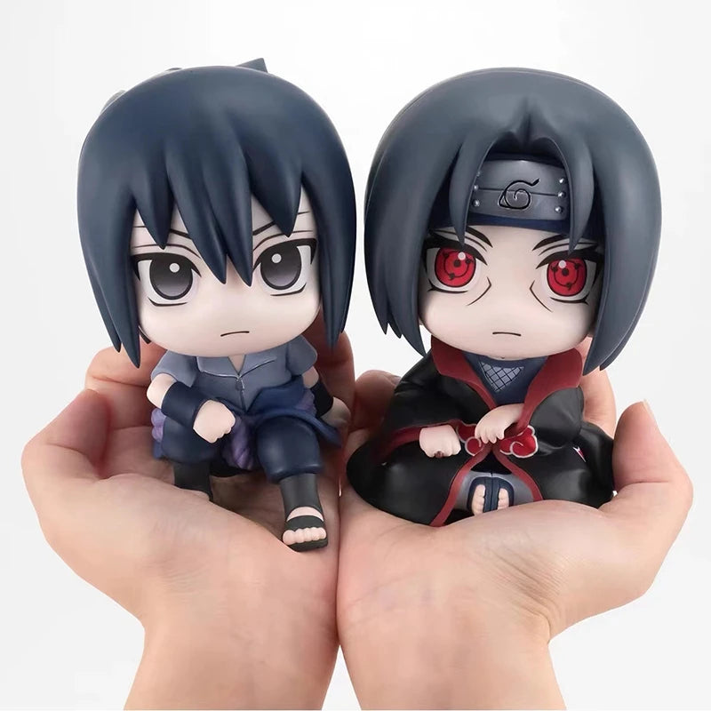 Figura de anime Naruto de 9 cm, figura de acción de Naruto Kakashi, versión Q, figura Kawaii de Sasuke Itachi, decoración de coche, modelo de colección de juguete