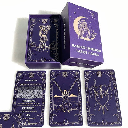 Tarot Cards For Beginners, Radiant Wisdom Tarot Deck, 78-Cards With PDF Guidebook, Taro Decks Unique, Fortune Telling Toys