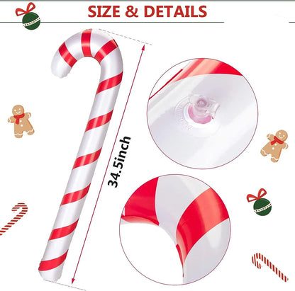 90cm Christmas PVC Inflatable Balloon Cane Toys Kids Inflatable Candy Cane Balloons Indoor and Outdoor Holiday Decoration Props